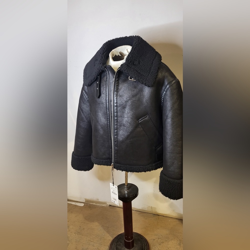 Price Drop...NEW!! Zara Men's Faux Leather Shearling Moto Jacket